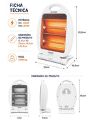 Aquecedor Doméstico Elétrico Agrantt Quartzo 400/800w Quarto Sala Cozinha Escritório Portátil