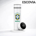 Garrafa Térmica Aço Inoxidavel Copa do Mundo Time Brasil com Medidor De Temperatura Digital 500ml
