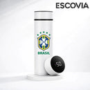 Garrafa Térmica Aço Inoxidavel Copa do Mundo Time Brasil com Medidor De Temperatura Digital 500ml