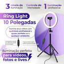 Kit Youtuber Com Tripe 2.10m Iluminador Ring Light Celular Ring Light Microfone Lapela
