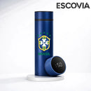 Garrafa Térmica Aço Inoxidavel Copa do Mundo Time Brasil com Medidor De Temperatura Digital 500ml
