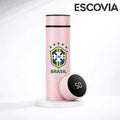 Garrafa Térmica Aço Inoxidavel Copa do Mundo Time Brasil com Medidor De Temperatura Digital 500ml