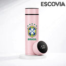 Garrafa Térmica Aço Inoxidavel Copa do Mundo Time Brasil com Medidor De Temperatura Digital 500ml