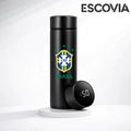 Garrafa Térmica Aço Inoxidavel Copa do Mundo Time Brasil com Medidor De Temperatura Digital 500ml