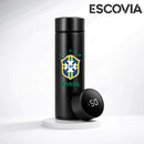 Garrafa Térmica Aço Inoxidavel Copa do Mundo Time Brasil com Medidor De Temperatura Digital 500ml