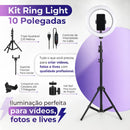 Kit Youtuber Com Tripe 2.10m Iluminador Ring Light Celular Ring Light Microfone Lapela