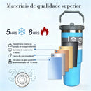 Garrafa Térmica Inox 900ml com Alça Flip Tumbl e Canudo Portátil P/ Academia Trabalho Caminhada
