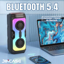 Caixa de som Bluetooth 5.4 Portátil Longa Duração Com Led RGB Portátil FM USB TWS 50W Para Praia, Festa ou Viagem