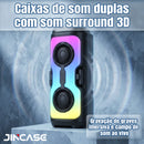Caixa de som Bluetooth 5.4 Portátil Longa Duração Com Led RGB Portátil FM USB TWS 50W Para Praia, Festa ou Viagem