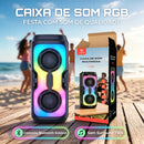 Caixa de som Bluetooth 5.4 Portátil Longa Duração Com Led RGB Portátil FM USB TWS 50W Para Praia, Festa ou Viagem