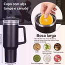 Copo garrafa Térmica Inox 1200ml Parede Dupla tampa Canudo Premium