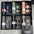 Kit Garrafa Térmica Vacuum Bottle Inox 500ml + 3 Xícaras Bebidas Fria ou Quente