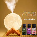 Umidificador de Ar e Luminária + Essências Aromatizantes 3em1 Difusor De Ar Lua 900ML e Luminária